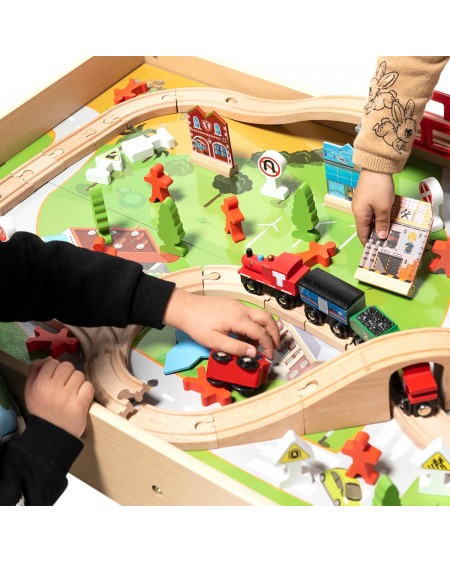 Tavolo attività con binario in legno - 4578